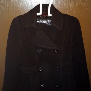 Classic Wool Blend Pea Coat by Sugarfly - Color Black - Size M